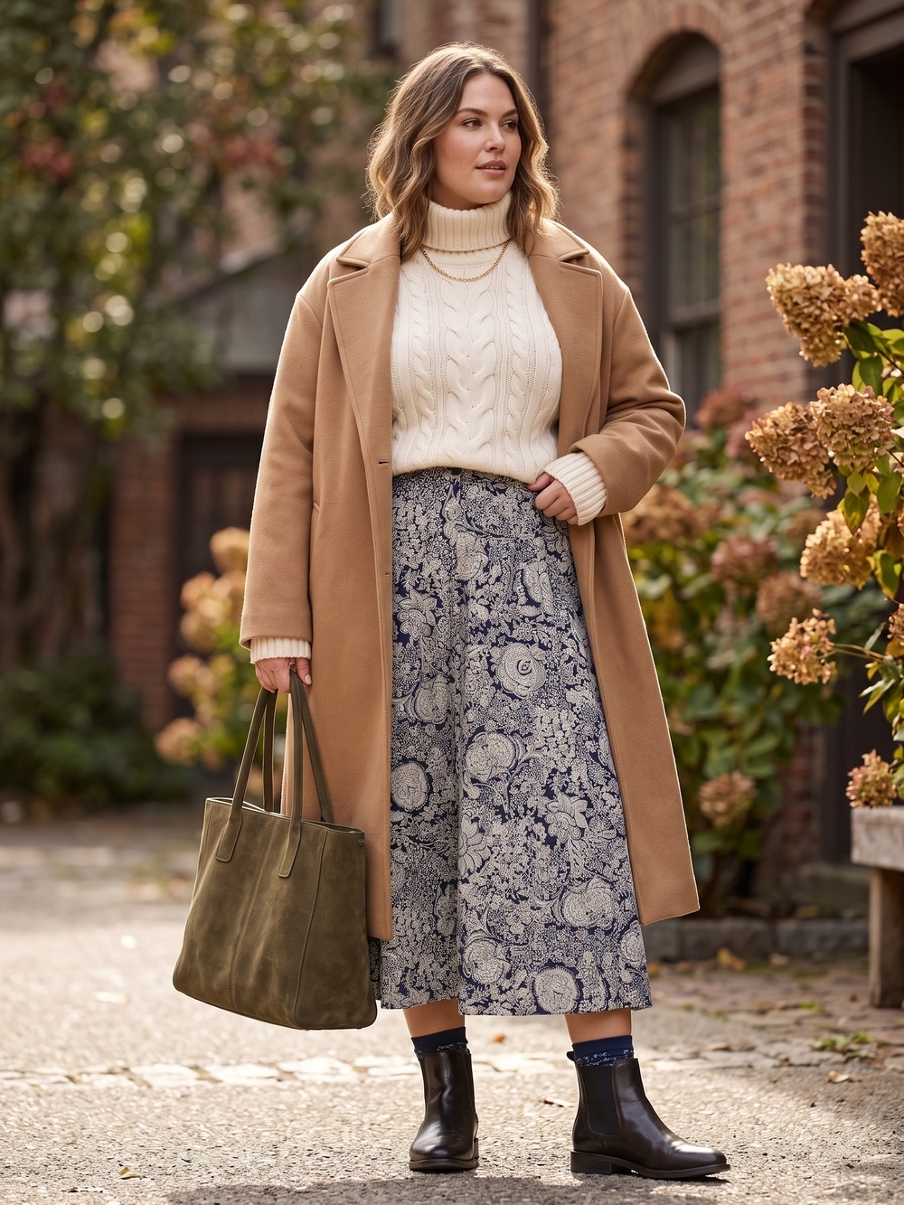 Alexon Vintage Cottagecore Tapestry Floral A-Line Midi Skirt with Pockets